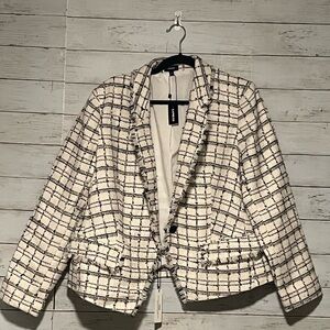Express Cream and Black Plaid Blazer